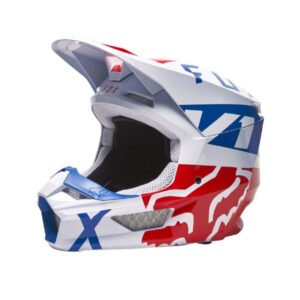 FOX RACING V1 SKEW HELMET, ECE [WHT/RD/BLU] - SIZE M