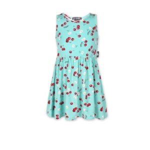 SIX BUNNIES KID DRESS - DAISY CHERRY GREEN 10-12YEARS